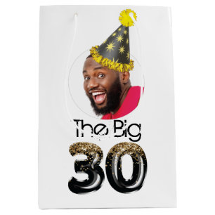 Modern 30th Birthday Photo Personalised Medium Gift Bag