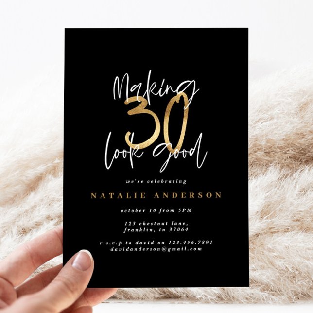 Modern 30th birthday typography black and gold (Creator Uploaded)