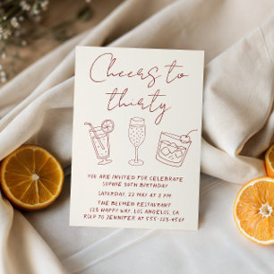 Modern 30th Cheers to Thirty Cocktail Birthday  Invitation