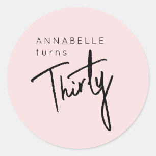 Modern 30th Thirty Thirtieth birthday party Classic Round Sticker