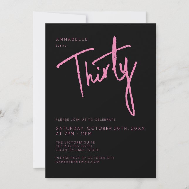 Modern 30th Thirty Thirtieth birthday party Invitation (Front)