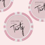 Modern 30th Thirty Thirtieth birthday party Poker Chips<br><div class="desc">Custom poker chips for thirtieth birthday party celebrations.  Customise with your own name.  Colours can be edited in the design tool. Please use the message me button below for help with further customisation and special requests.  © Zoe Chapman Design</div>
