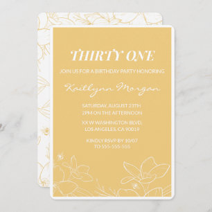 Modern 31st birthday invitations Floral Yellow