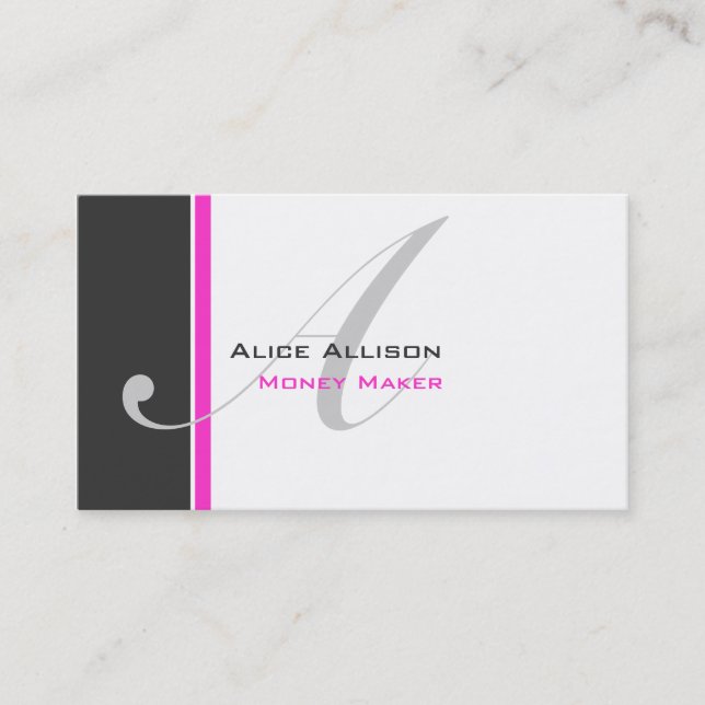 Modern 3 Colour Monogram E Business Card (Front)