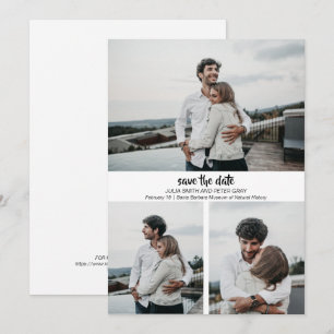 Modern 3 Custom Photos Save The Date Invitation
