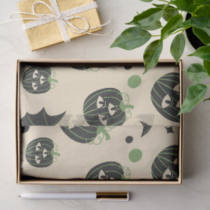 Modern 3 Eyed Pumpkin And Bats Halloween Tissue Paper