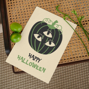 Modern 3-Eyed Pumpkin Happy Halloween Personalised Card
