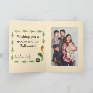 Modern 3-Eyed Pumpkin Happy Halloween Photo Card