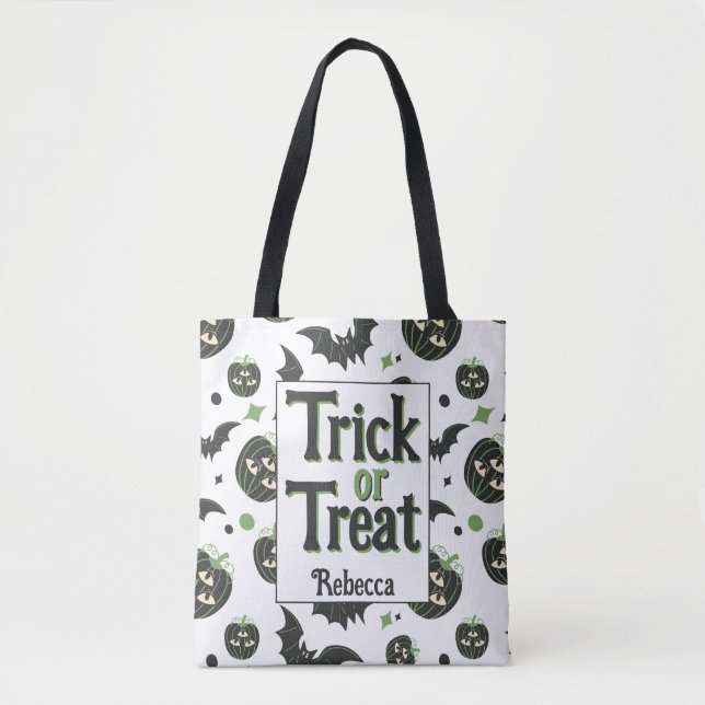 Modern 3 eyed Pumpkin Spooky Kids' Halloween Tote Bag (Front)