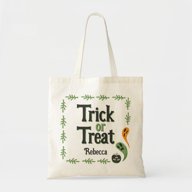 Modern 3 eyed Pumpkin Spooky Kids' Halloween Tote Bag (Front)