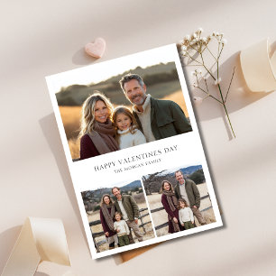 Modern 3 Family Photo kids Happy Valentines Day Holiday Card