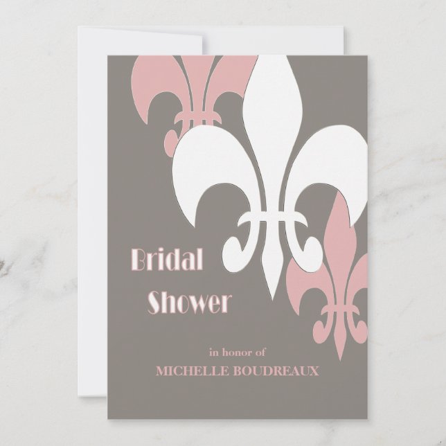 Modern 3 Fleur de Lis Bridal Shower Invitation (Front)