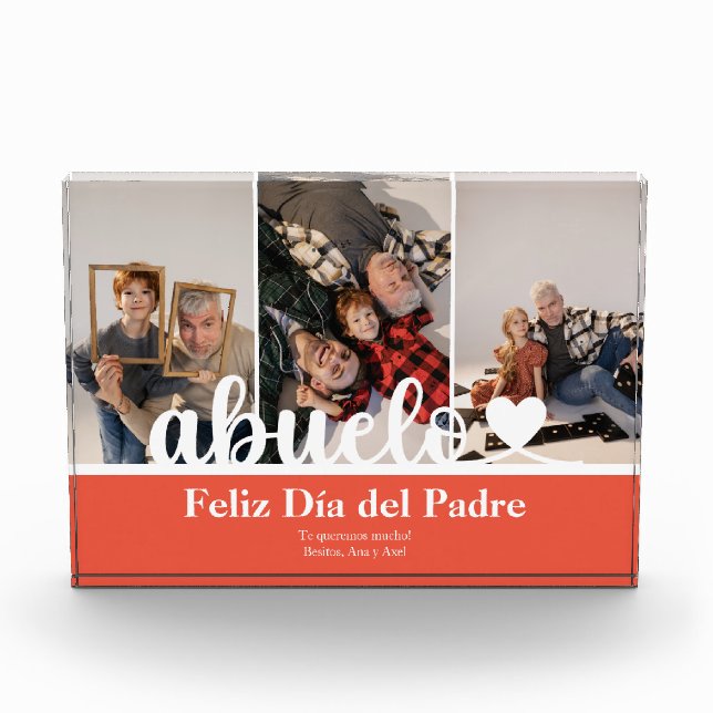 Modern 3 Photo Abuelo Dia del Padre Photo Block (Front)