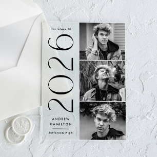 Modern 3 Photo Acrylic Graduation Announcement