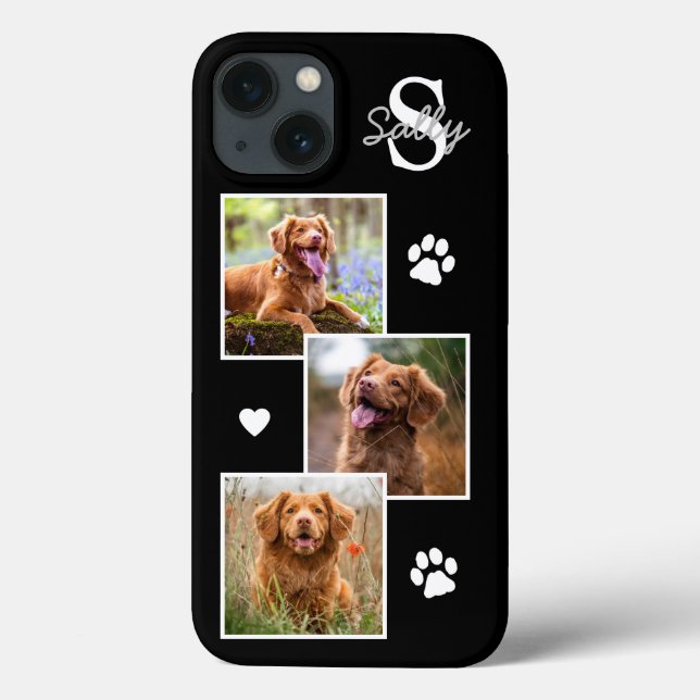 Modern 3 Photo Black Pet Dog Case-Mate iPhone Case (Back)