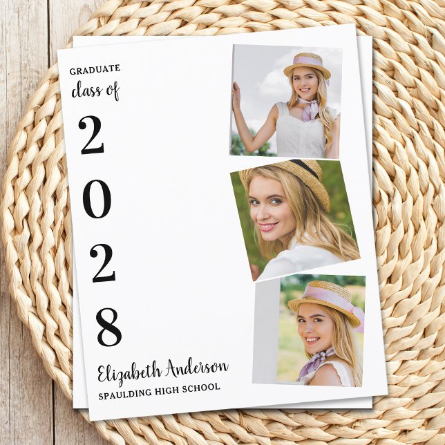 Modern 3 Photo Budget Graduation Party Invitation (Creator Uploaded)