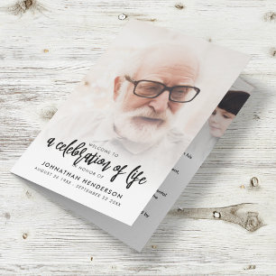 Modern 3-Photo Celebration of Life Program & Bio Programme