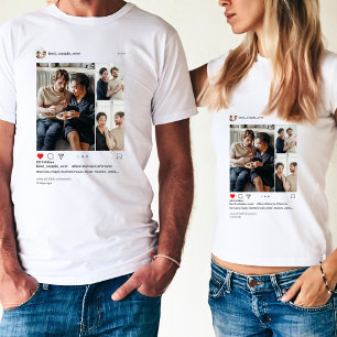Modern 3 Photo Collage Best Couple Ever Instagram T-Shirt