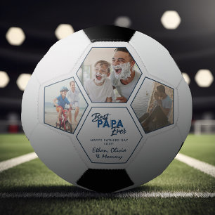 Modern 3 Photo Collage Best Papa Ever Football