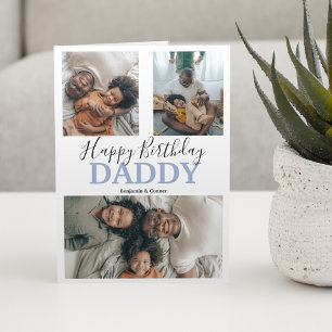 Modern 3 Photo Collage   Birthday Card