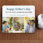 Modern 3 Photo Collage Fathers Day Mouse Pad<br><div class="desc">Fathers Day mouse pad for the most awesome dad ever! The photo template is set up for you to add 3 of your favorite family pictures as well as your message,  such as we love you; your name(s) and the year. Useful personalized gift for your dad for father's day.</div>