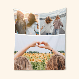 Modern 3 Photo Collage Fleece Blanket
