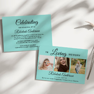 Modern 3 Photo Collage Funeral Announcement