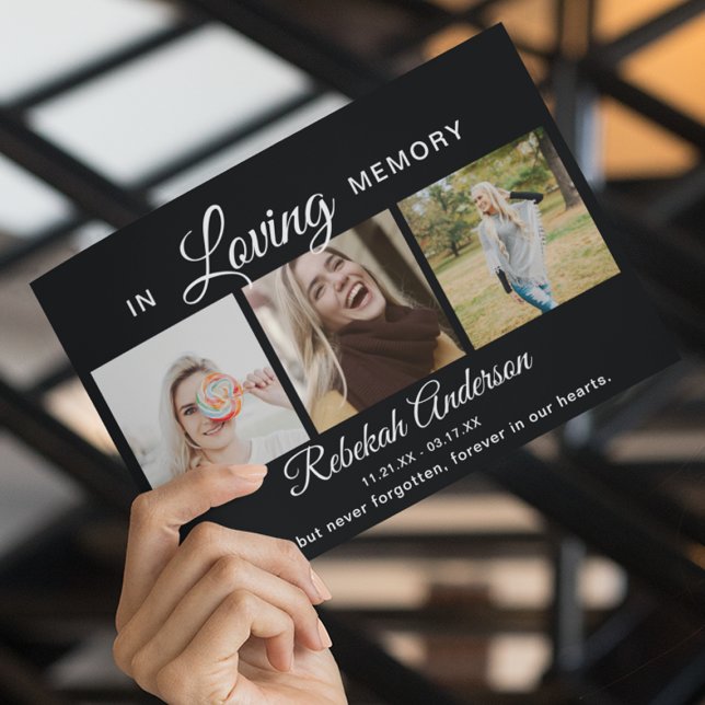 Modern 3 Photo Collage Funeral Announcement (Creator Uploaded)