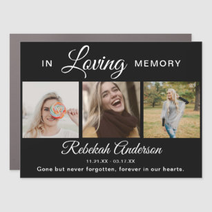 Modern 3 Photo Collage Funeral Memorial Car Magnet