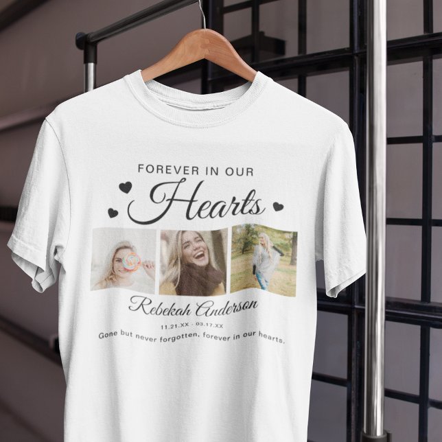 Modern 3 Photo Collage Funeral T-Shirt (Creator Uploaded)