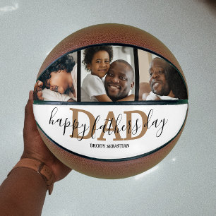 Modern 3 Photo Collage Happy Fathers Day Basketball