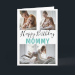 Modern 3 Photo Collage Mummy Birthday Card<br><div class="desc">Moms will love these contemporary 3 photo collage birthday cards, with a script font which says 'HAPPY BIRTHDAY' and in bold says 'MOMMY' Can be changed to any relative friend or name! The text font style, size and colour can be changed by clicking on the customise further link after personalising....</div>