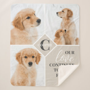 Modern 3 Photo Collage Pet Dog Monogram Sherpa Blanket