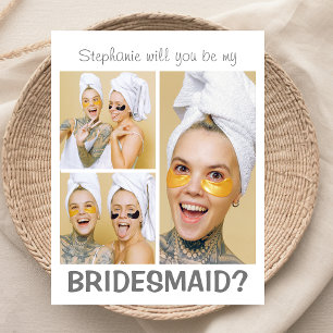 Modern 3 Photo Collage Will You Be My Bridesmaid