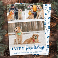 Modern 3 Photo Dog Personalised Happy Pawlidays