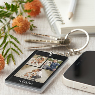 Modern 3 Photo Gallery Keychain