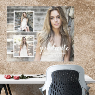 Modern 3 Photo Graduation Canvas Print