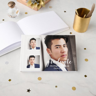 Modern 3 Photo Graduation Guest Book