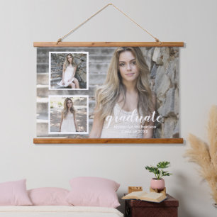Modern 3 Photo Graduation Hanging Tapestry
