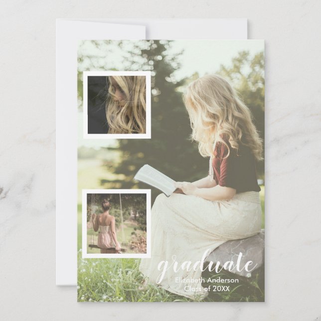 Modern 3 Photo Graduation Invitation (Front)