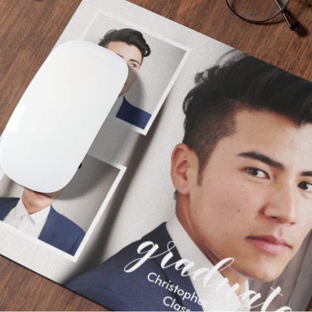 Modern 3 Photo Graduation Mouse Mat (Creator Uploaded)