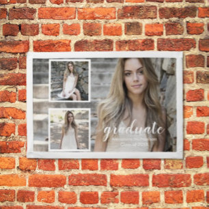 Modern 3 Photo Graduation Pennant