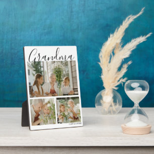 Modern 3 Photo Grandma Plaque