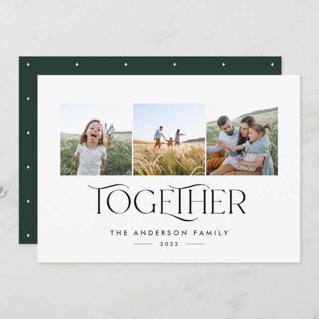 Modern 3 photo green arch together typography (Front/Back)