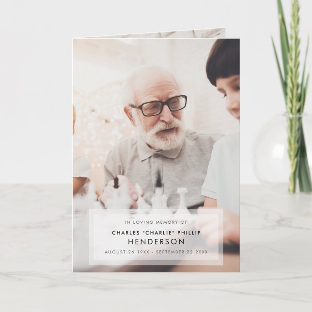 Modern 3-Photo Handwritten Script Folded Funeral Programme (Front)