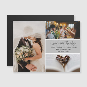 Modern 3 Photo Love Thanks Wedding Thank You