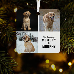 Modern 3 Photo Pet Memorial   Christmas Tree Metal Tree Decoration
