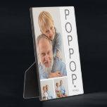 Modern 3 Photo Poppop Plaque<br><div class="desc">A modern photo collage keepsake plaque,  perfect asa gift for Fathers day,  birthday,  christmas or any other occassion. The photo plaque features 3 photos,  a bold font in gray which reads 'POPPOP' and 'EST: 20XX.</div>