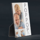 Modern 3 Photo Poppop Plaque<br><div class="desc">A modern photo collage keepsake plaque,  perfect asa gift for Fathers day,  birthday,  christmas or any other occassion. The photo plaque features 3 photos,  a bold font in gray which reads 'POPPOP' and 'EST: 20XX.</div>