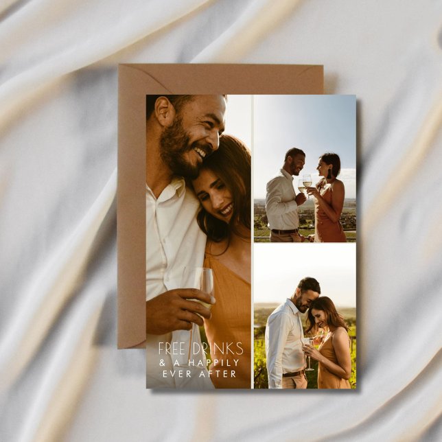 Modern 3 Photo QR Code Winery Wedding  Save The Date (Modern 3 Photo QR Code Winery Wedding Save The Date)